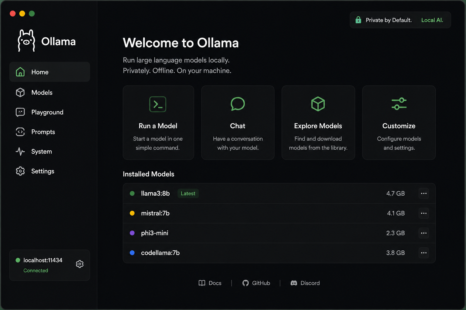 Ollama interface visual